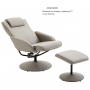 Relax Fåtölj med Fotpall - Fällbart Ryggstöd Modern Läder Grå