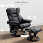 Massagefåtölj med Fotpall 145° Lutning Svart Läder