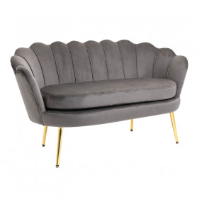Elegant Loungesoffa 2-sits Glamour Sammet Grå