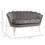 Elegant Loungesoffa 2-sits Glamour Sammet Grå