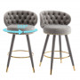 2-pack Barstolar Sammet med Knappade Ryggstöd 360° rotation Grå