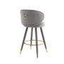 2-pack Barstolar Sammet med Knappade Ryggstöd 360° rotation Grå