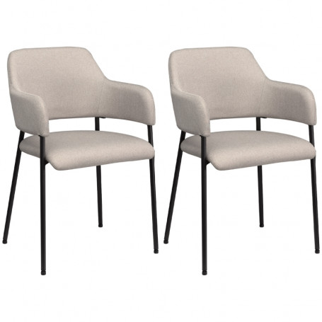 Matstolar 2-pack Metallram upp till 120 kg Beige Tyg