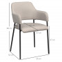 Matstolar 2-pack Metallram upp till 120 kg Beige Tyg