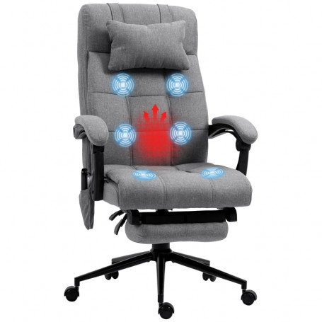 Ergonomisk Kontorsstol med Massage och Värme Grå