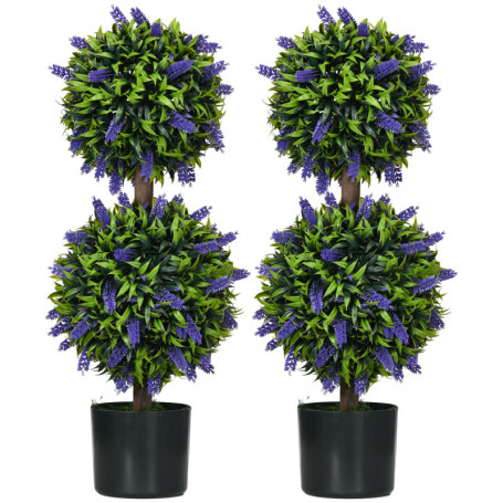 2-pack Konstväxt Lavendelträd i cementkruka 70 cm UV-beständig