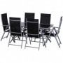 Utegrupp 7 Delar Bord med 6 Stolar Aluminium Svart - Silver