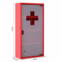 Vägg Medicinskåp Transparent Dörr med Lås 27 x 57 x 12 cm Röd
