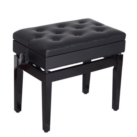 Pianopall Höjdjusterbar med Förvaring Knäppt Läder 54,5 x 33 x 48-58 cm
