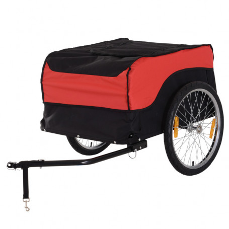Lastvagn För Cykel 40 kg med Överdrag Röd - Svart
