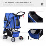 Hopfällbar Hundvagn med Nätfönster upp till 10 kg Blå
