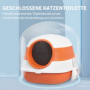 Kattlåda med Spillkant, Luktblockerare & Hopfällbar Design – Vit/Orange