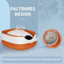 Kattlåda med Spillkant, Luktblockerare & Hopfällbar Design – Vit/Orange
