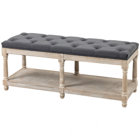 Sittbänk med Hylla Vintage Stil 115 x 40 x 48 cm Grå