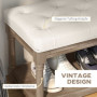 Sittbänk med hylla Vintage Stil 115 x 40 x 48 cm Krämvit