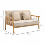 Soffa 2-Sits Kompakt Träram Tygklädsel i Linneeffekt Beige 123 x 69...