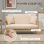 Soffa 2-Sits Kompakt Träram Tygklädsel i Linneeffekt Beige 123 x 69 x 74 cm