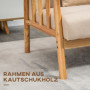 Soffa 2-Sits Kompakt Träram Tygklädsel i Linneeffekt Beige 123 x 69 x 74 cm