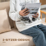 Soffa 2-Sits Kompakt Träram Tygklädsel i Linneeffekt Beige 123 x 69...