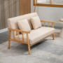 Soffa 2-Sits Kompakt Träram Tygklädsel i Linneeffekt Beige 123 x 69 x 74 cm