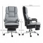 Ergonomisk Kontorsstol XL med Fotstöd Läder Ljusgrå/Svart 120 kg Belasrning