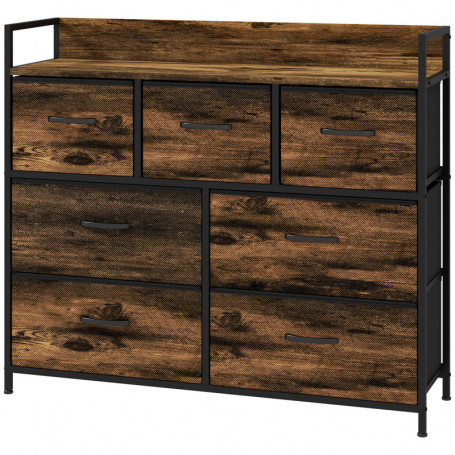 Byrå med 7 Tyglådor Stålram 98 x 29 x 85 cm Vintage Brun Svart