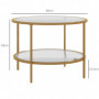 Soffbord Glas med Guldram Modern Design Ø60 x 43 H cm