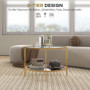 Soffbord Glas med Guldram Modern Design Ø60 x 43 H cm