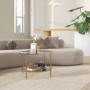 Soffbord Glas med Guldram Modern Design Ø60 x 43 H cm