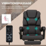 Ergonomisk Kontorsstol med Massage och Fotstöd Svart Läder