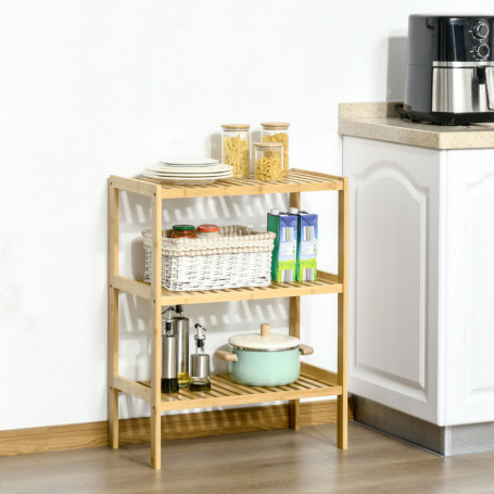 Bambu Hylla 3 Nivåer 62 x 33 x 80 cm Natur