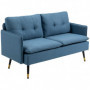 Soffa 2-sits Retro Design Mörkblå Linne-Look