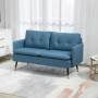 Soffa 2-sits Retro Design Mörkblå Linne-Look