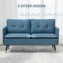 Soffa 2-sits Retro Design Mörkblå Linne-Look