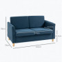 Bekväm Soffa 2-sits 141 x 70 x 78 cm Modern Blå Linne