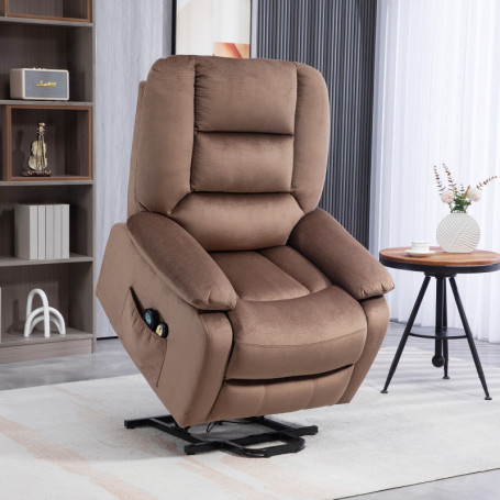 Ståhjälp Relax Fåtölj med Massage 90 x 93 x 110 cm Brun Läder
