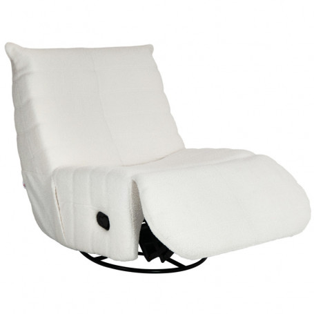 Avslappningsfåtölj Teddy Offwhite med Justerbar Fotstöd, Gung- och 360° Rotation