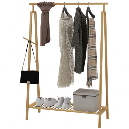 Bambu Klädställning med Skohylla 110 x 42 x 152 cm Natur