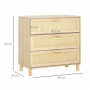 Byrå, Sideboard 3 Lådor Rottingdekor 80 x 40 x 80 cm Trä