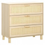 Byrå, Sideboard 3 Lådor Rottingdekor 80 x 40 x 80 cm Trä