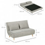 Bäddsoffa 2-sits Justerbart Ryggstöd Grå 141 x 90 x 81 cm