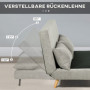 Bäddsoffa 2-sits Justerbart Ryggstöd Grå 141 x 90 x 81 cm