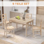 Matgrupp 4 Personer – Bord & 4 Stolar i Naturträ, 110×70×75 Cm