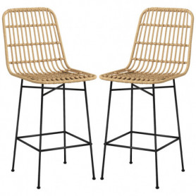 Barstol 2-pack Rotting Sits Höjd 66 cm Natur - Svart