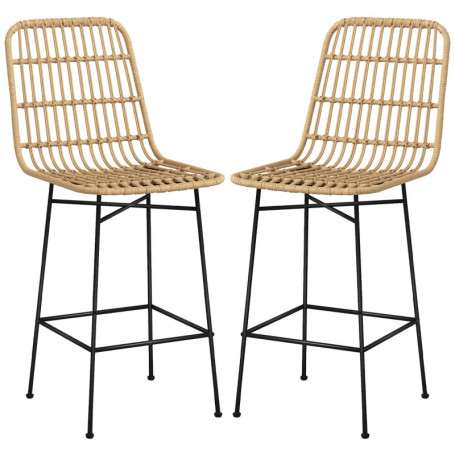 Barstol 2-pack Rotting Sits Höjd 66 cm Natur - Svart