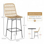 Barstol 2-pack Rotting Sits Höjd 66 cm Natur - Svart