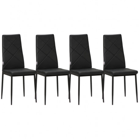 Matstolar 4-pack Moder Design Svart Läder