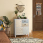 Skänk Sidobrod Shabby Chic Style 68 x 34 x 80 cm Vit / Flerfärgad