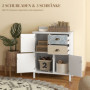 Skänk Sidobrod Shabby Chic Style 68 x 34 x 80 cm Vit / Flerfärgad