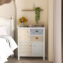 Skänk Sidobrod Shabby Chic Style 68 x 34 x 80 cm Vit / Flerfärgad